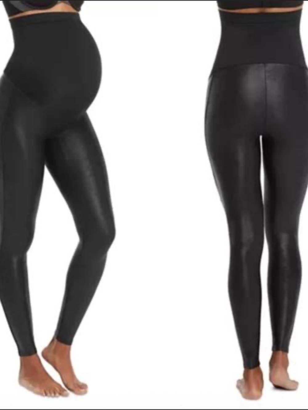 NEW SPANX Mama Maternity Very Black Faux Leather Legging Leggings Womens XS